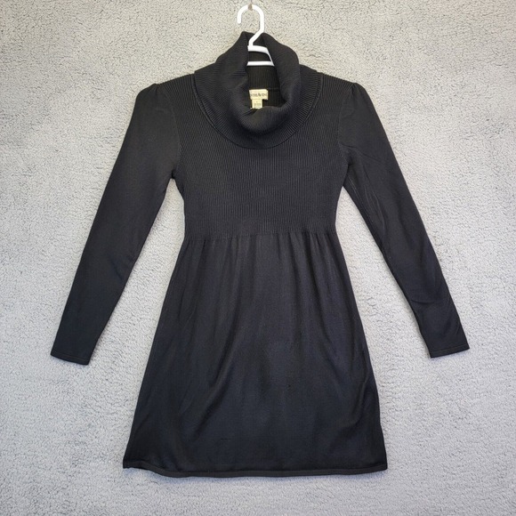 Seventh Avenue Dress‎ Women's Large Mock Neck Long Sleeve Black Fit and Flare - Picture 1 of 9